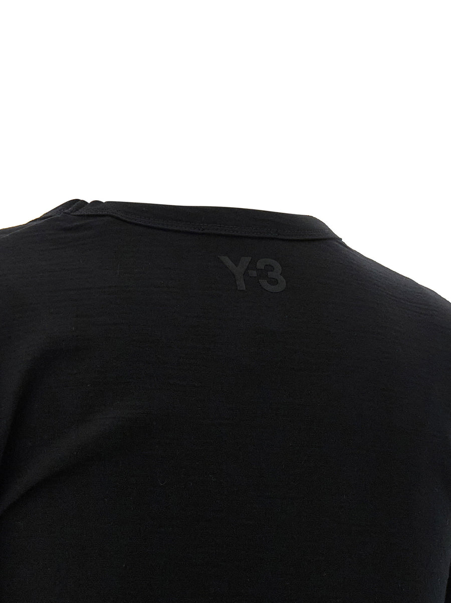 Y-3 Merino Wool T Shirt Draped Silhouette With Asymmetrical Drawstring For Women Luxurious