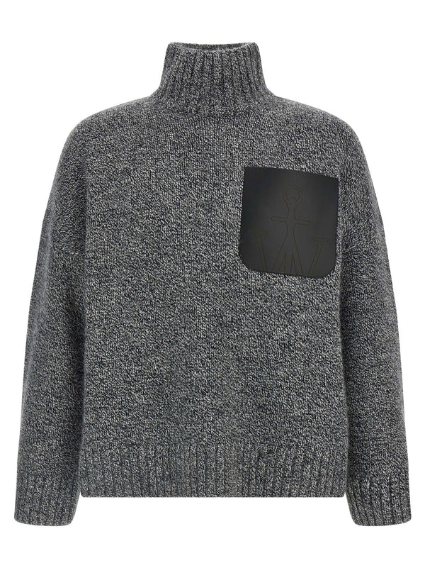 Leather Patch Pocket Sweater By J.W. Anderson For Men Lux Wool-Alpaca Blend With Embossed Logo