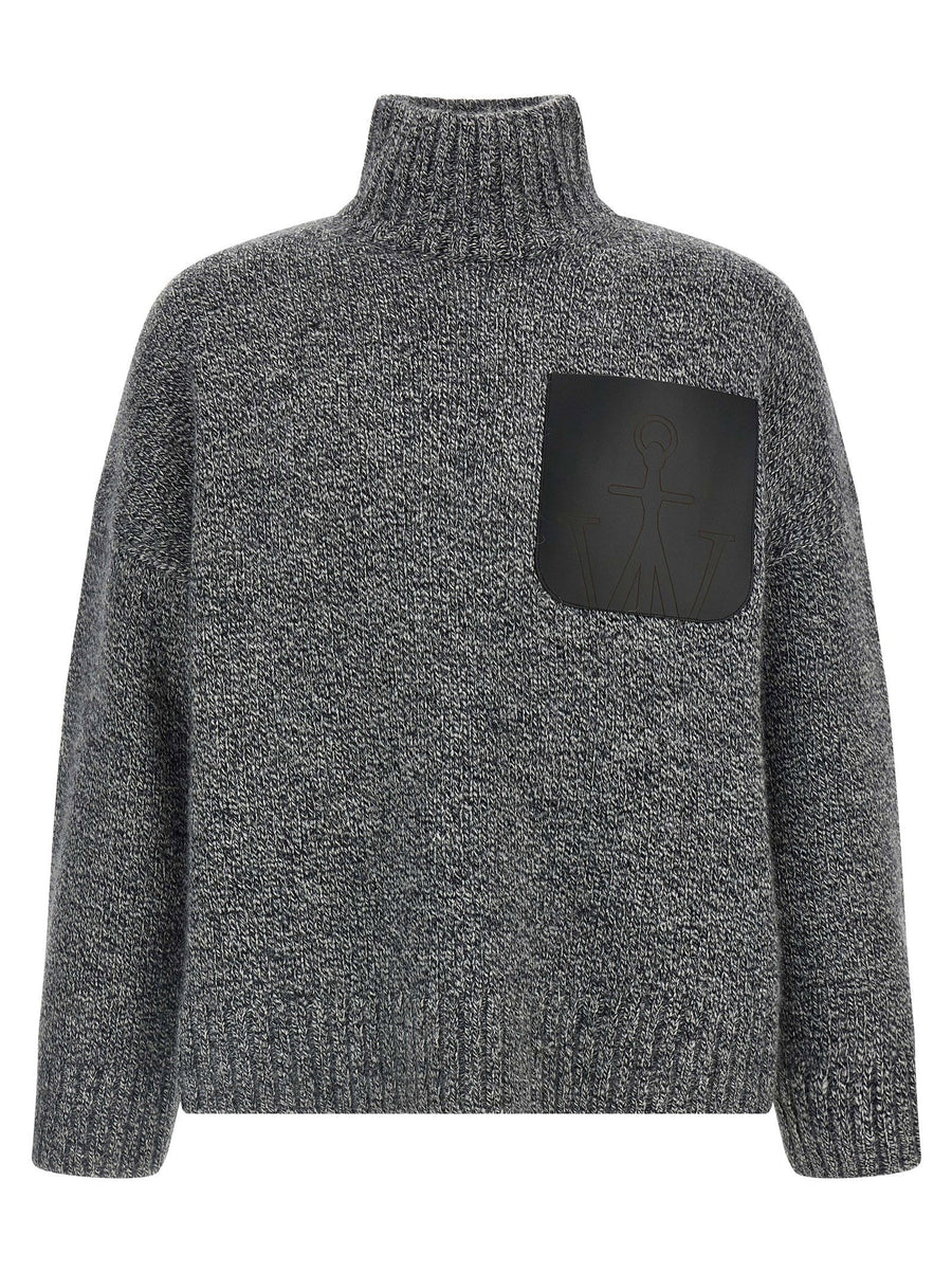 Leather Patch Pocket Sweater By J.W. Anderson For Men Lux Wool-Alpaca Blend With Embossed Logo