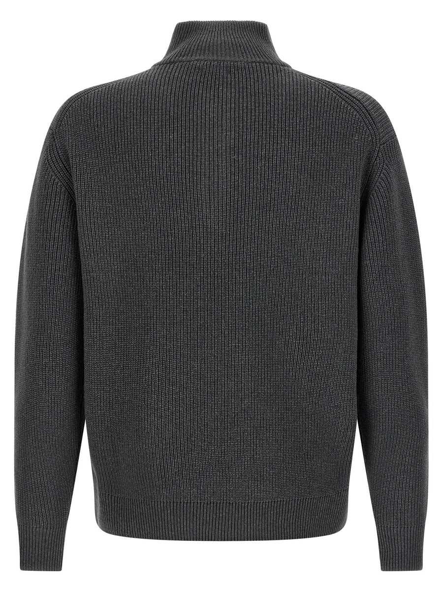 JW Anderson Half Zip Sweater for Men Gray Wool Cotton Knit Midweight Layering Essential