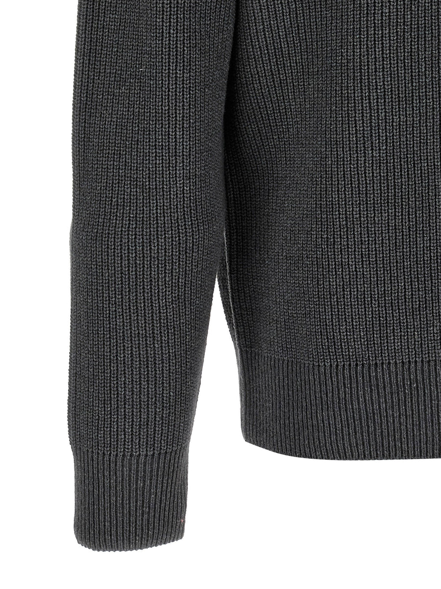 JW Anderson Half Zip Sweater for Men Gray Wool Cotton Knit Midweight Layering Essential