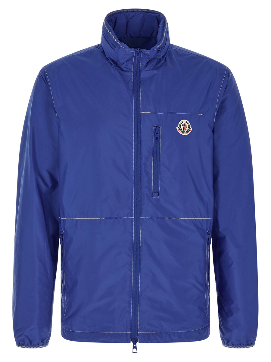 Moncler Arrakis Jacket Water Repellent Nylon Blue With Removable Hood