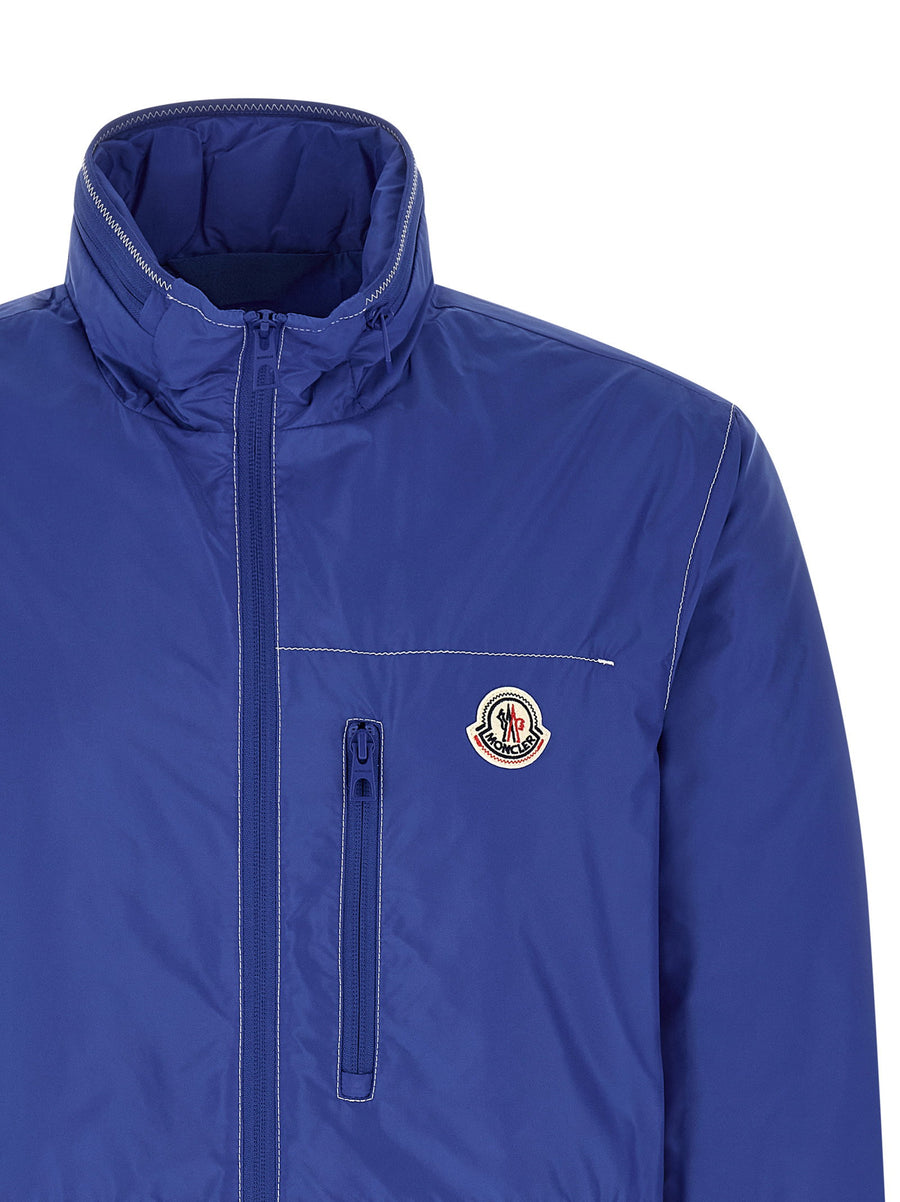 Moncler Arrakis Jacket Water Repellent Nylon Blue With Removable Hood
