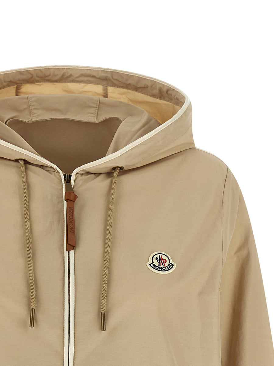 Moncler Sarracenia Jacket For Women Hooded Tech Poplin Fabric Versatile Transitional Weather