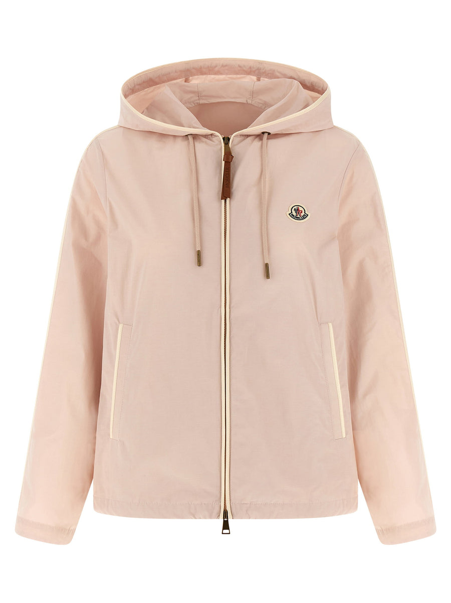 Moncler Sarracenia Hooded Jacket For Women Lightweight Warmth In Technical Poplin Pink