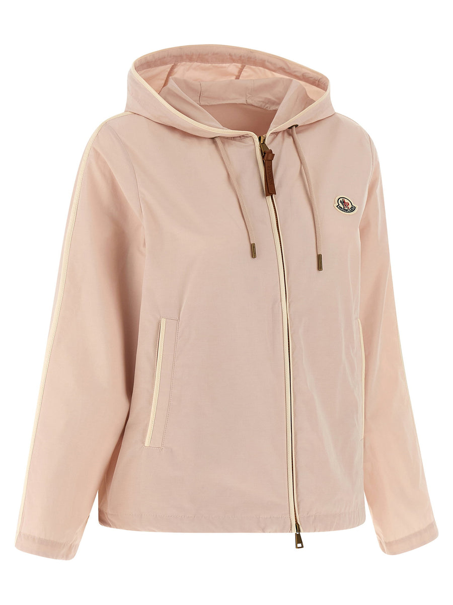 Moncler Sarracenia Hooded Jacket For Women Lightweight Warmth In Technical Poplin Pink