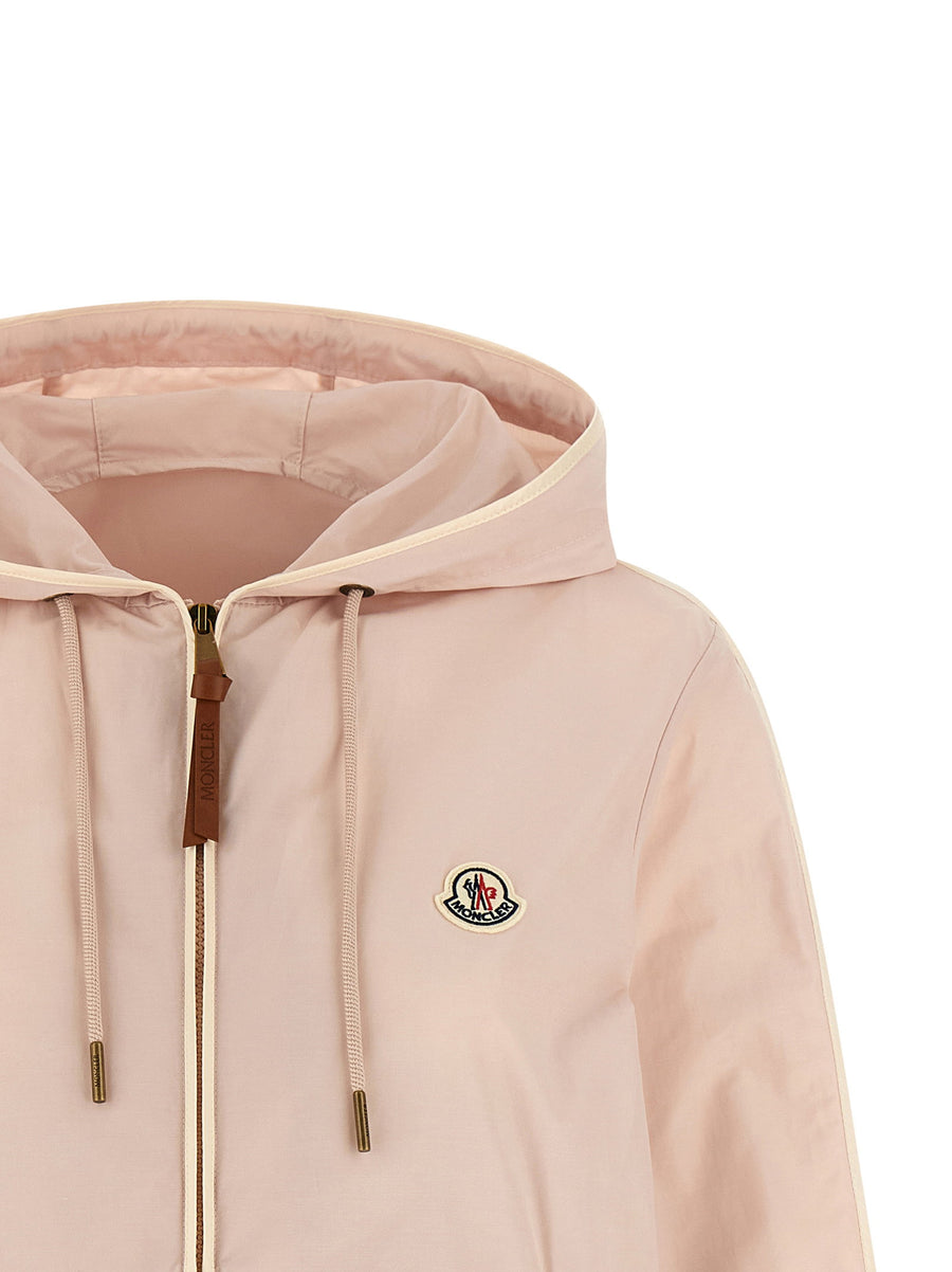 Moncler Sarracenia Hooded Jacket For Women Lightweight Warmth In Technical Poplin Pink