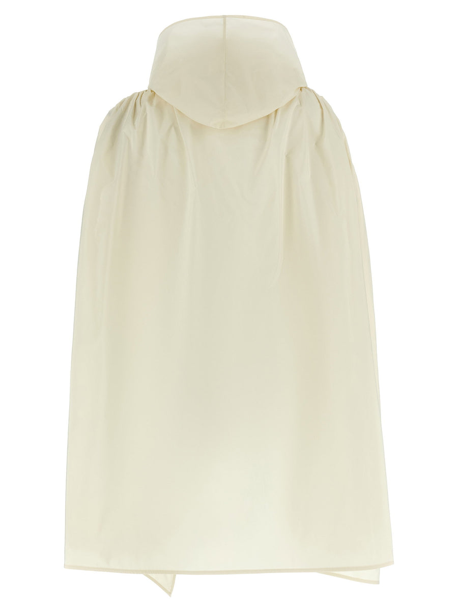 Moncler Luxury Taffeta Cape For Women With Removable Hood High Neck Front Bow And Two Silhouettes