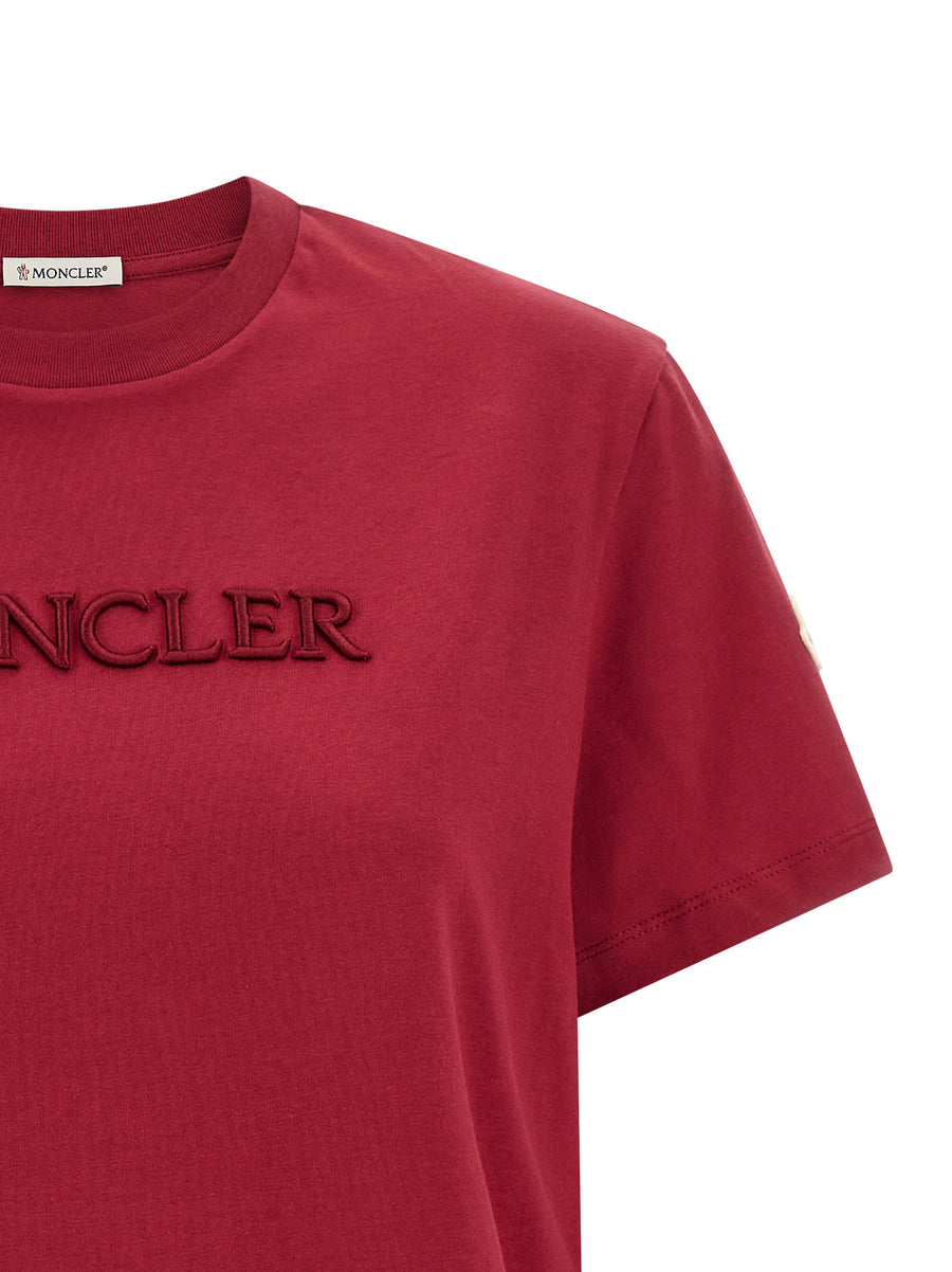 Moncler Logo Embroidered T Shirt For Women Luxury Casual Cotton Jersey 3D Front Embroidery Patch