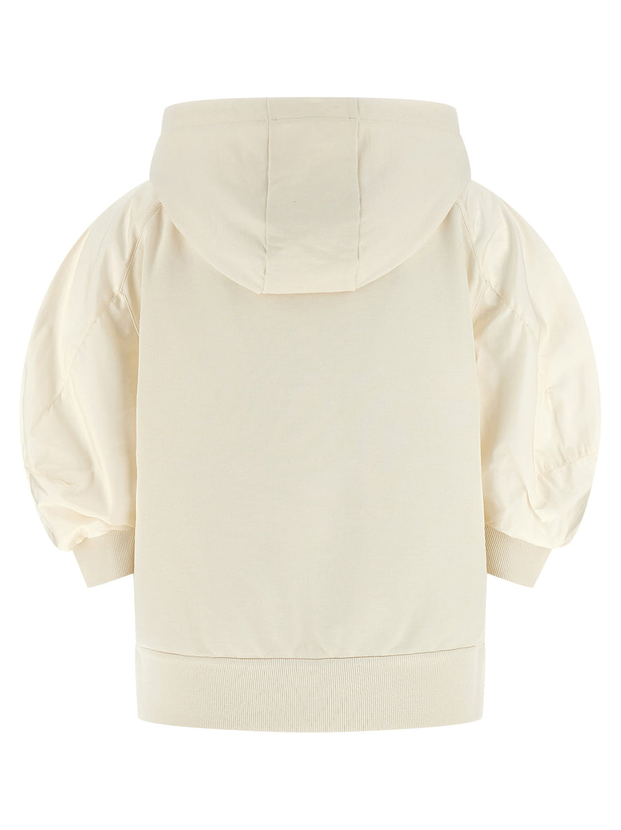 Moncler Womens Hoodie Premium Cotton Front Zip Front Pockets Nylon Puff Raglan Sleeves Luxe