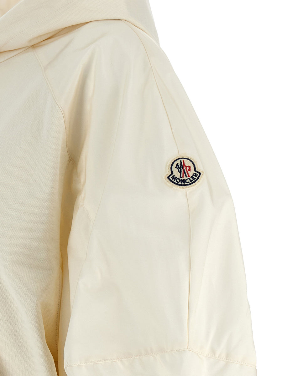 Moncler Womens Hoodie Premium Cotton Front Zip Front Pockets Nylon Puff Raglan Sleeves Luxe