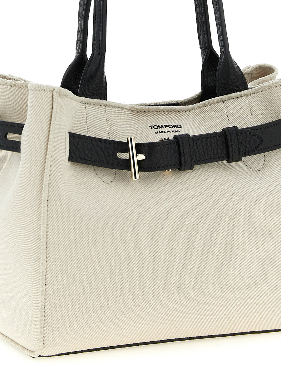 Tom Ford Audrey Shopping Bag for Women Luxury Canvas and Hammered Leather With Magnetic Closure