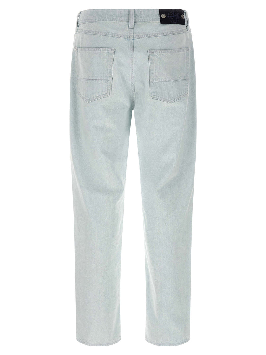 Stone Island Indigo Denim Jeans For Men Premium Organic Cotton Wide Straight Leg With Signature Logo