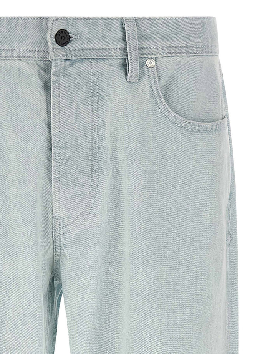 Stone Island Indigo Denim Jeans For Men Premium Organic Cotton Wide Straight Leg With Signature Logo