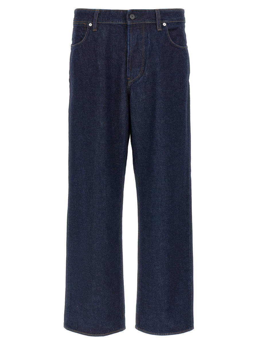 Stone Island Indigo Denim Jeans For Men One Hundred Percent Cotton Wide Straight Leg Timeless Appeal