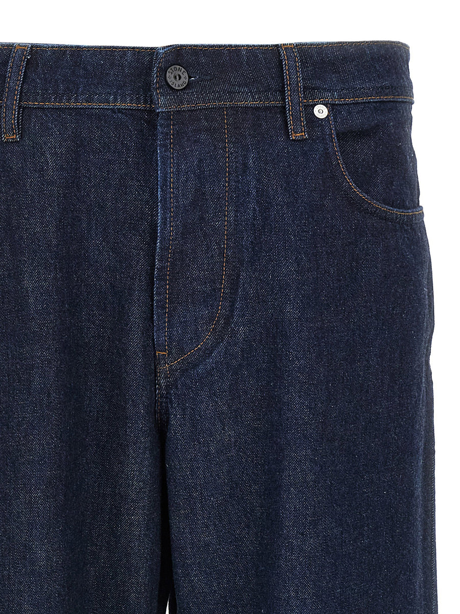 Stone Island Indigo Denim Jeans For Men One Hundred Percent Cotton Wide Straight Leg Timeless Appeal