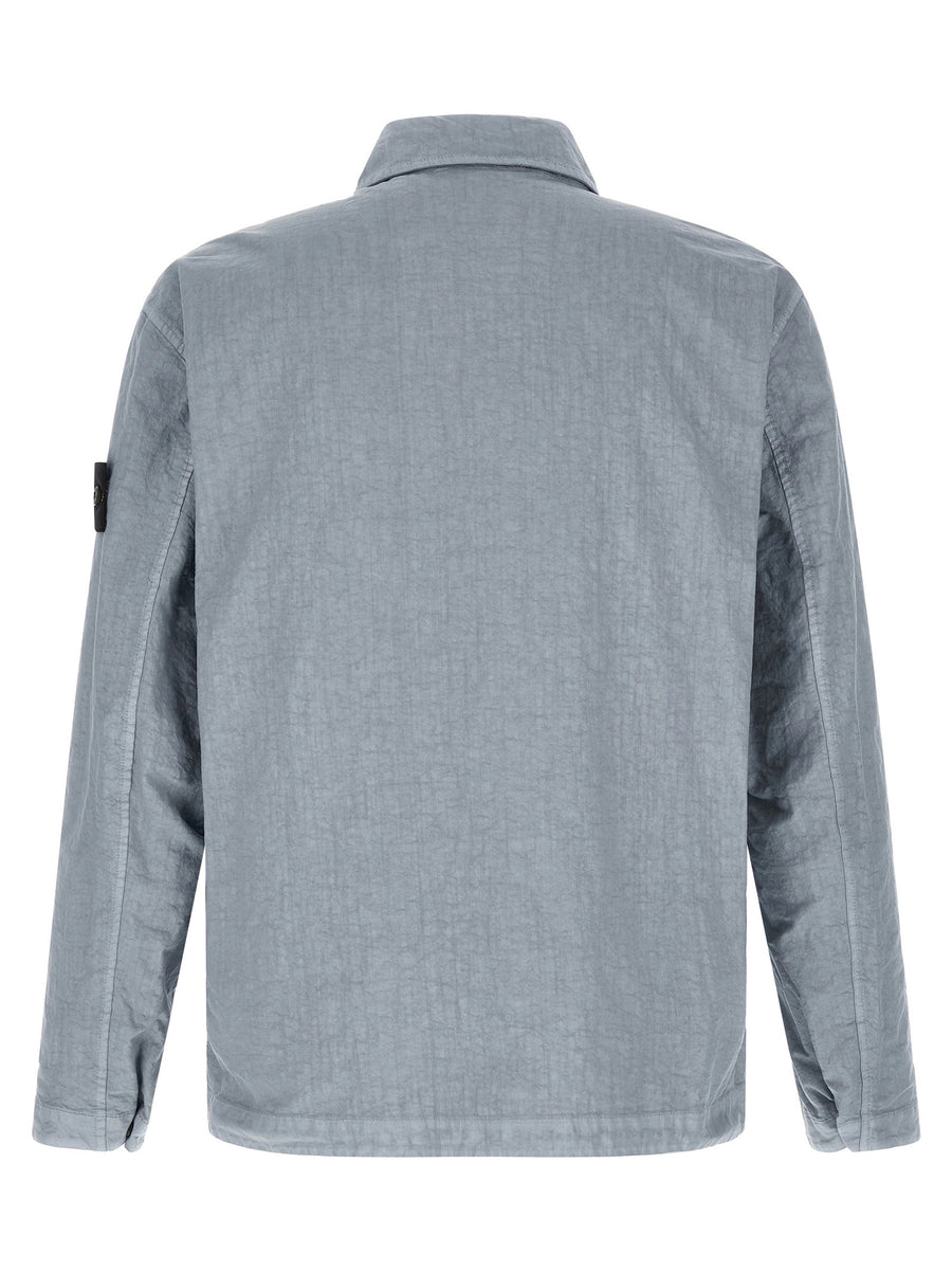Stone Island 1200003 Nylon Overshirt Marbled Light Blue Lightweight For Men Spring Summer 2026