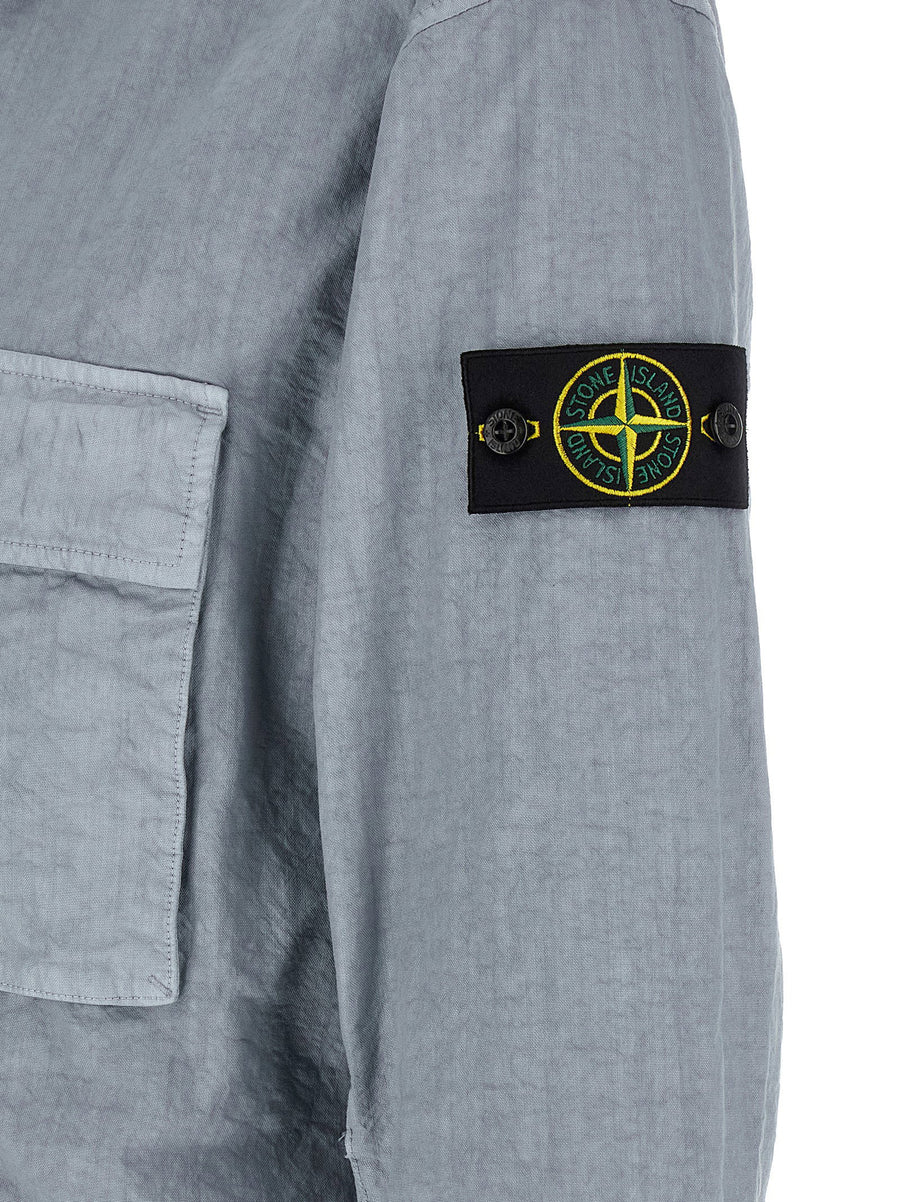 Stone Island 1200003 Nylon Overshirt Marbled Light Blue Lightweight For Men Spring Summer 2026
