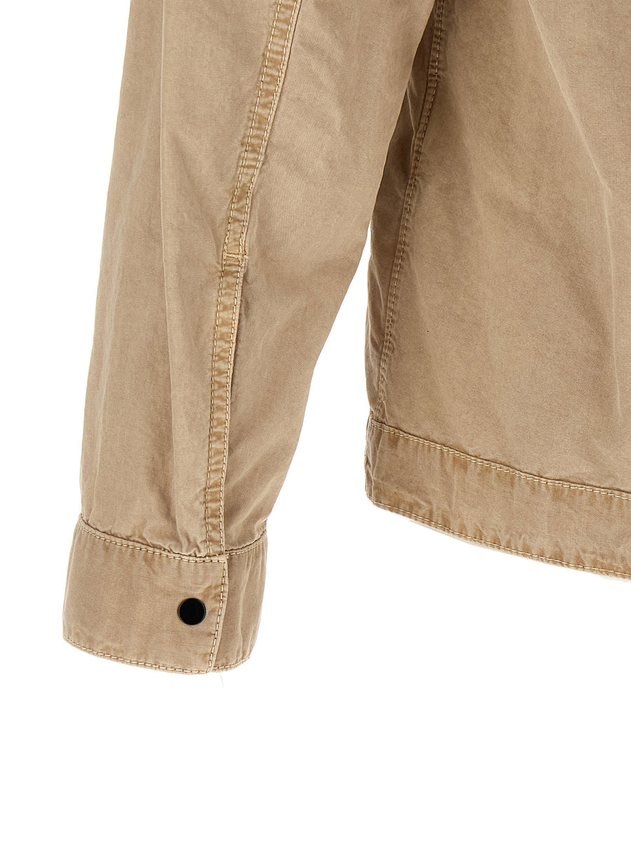 Stone Island 1200008 Beige Overshirt Garment Dyed Brushed Cotton Canvas
