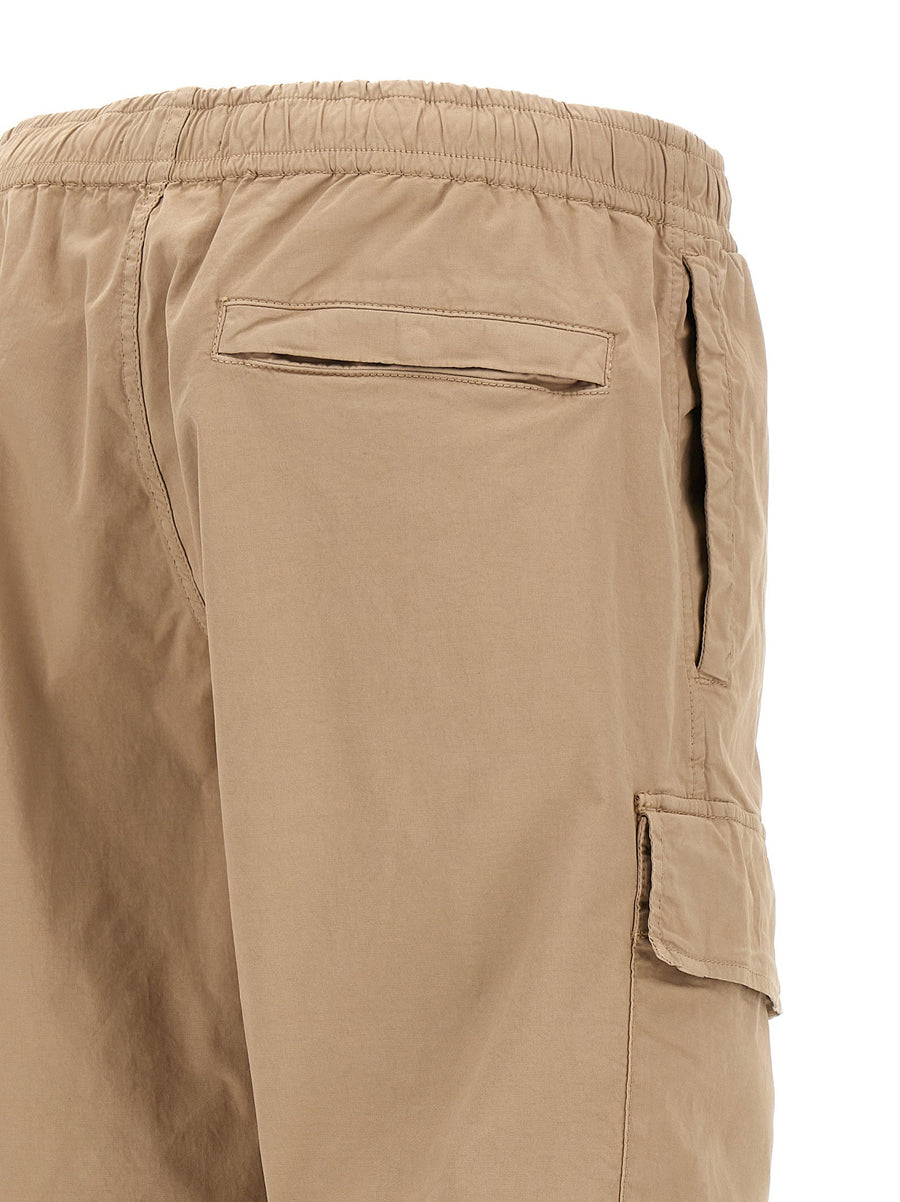 Stone Island Cargo Pants For Men Beige Garment Dyed Stretch Twill For Comfort Elastane Cargo Pockets