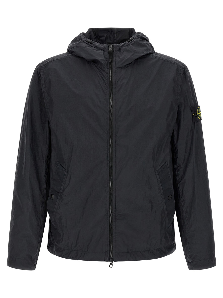 Stone Island Lightweight Nylon Jacket For Men Blue Recycled Fabric Travel Ready Edition