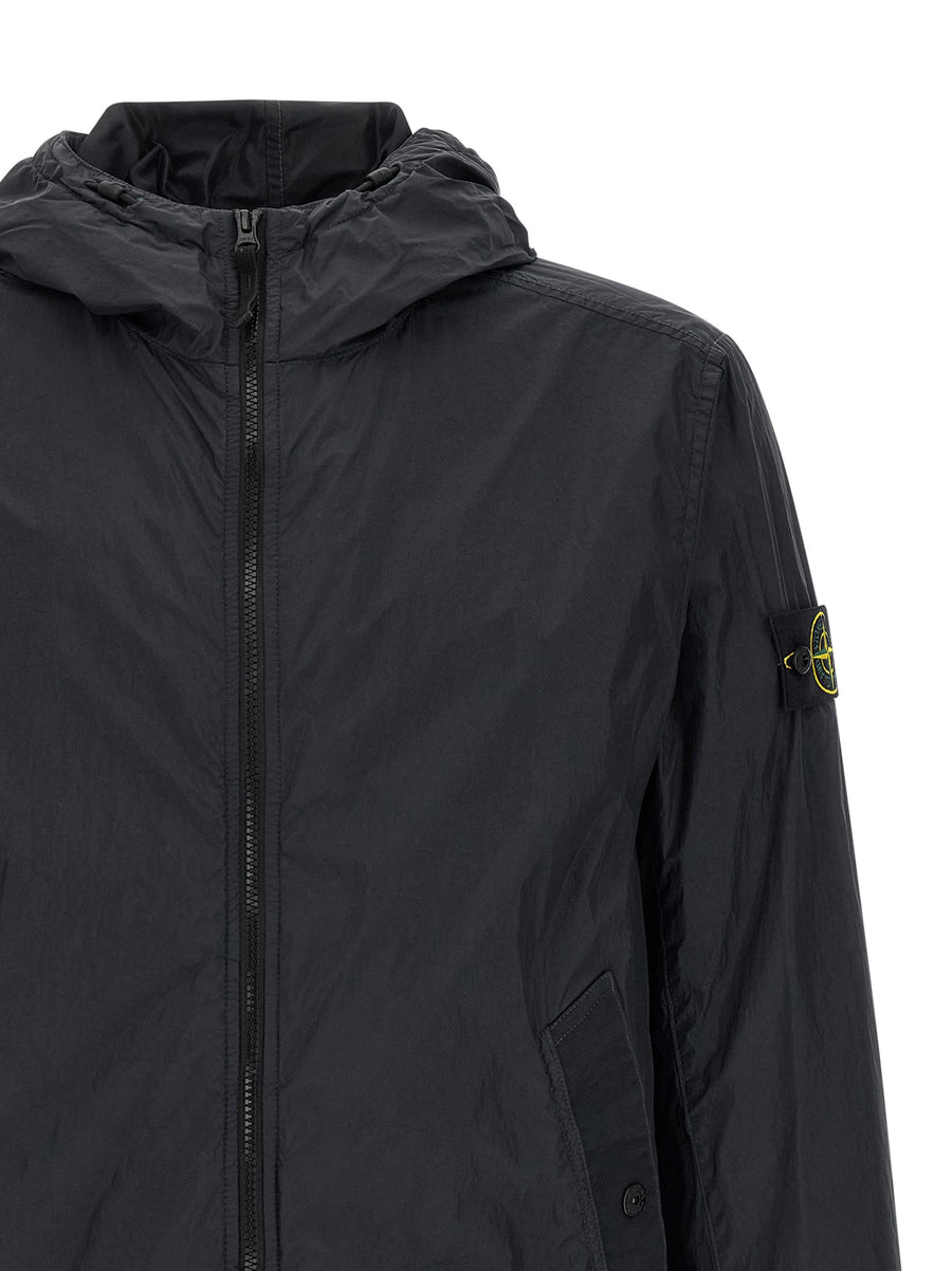 Stone Island Lightweight Nylon Jacket For Men Blue Recycled Fabric Travel Ready Edition