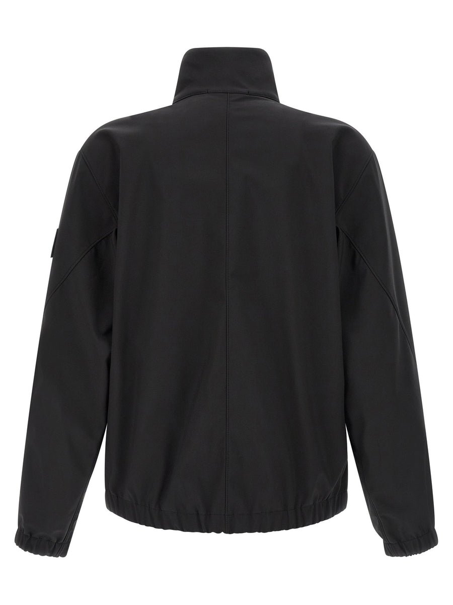 Stone Island Three Layer Waterproof Jacket For Men With High Neck Logo Badge Applique And All Weather Protection