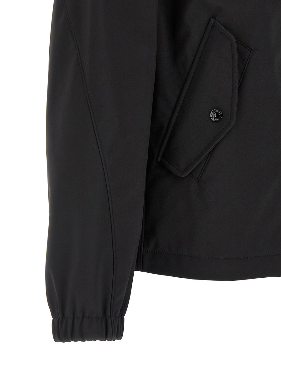 Stone Island Three Layer Waterproof Jacket For Men With High Neck Logo Badge Applique And All Weather Protection