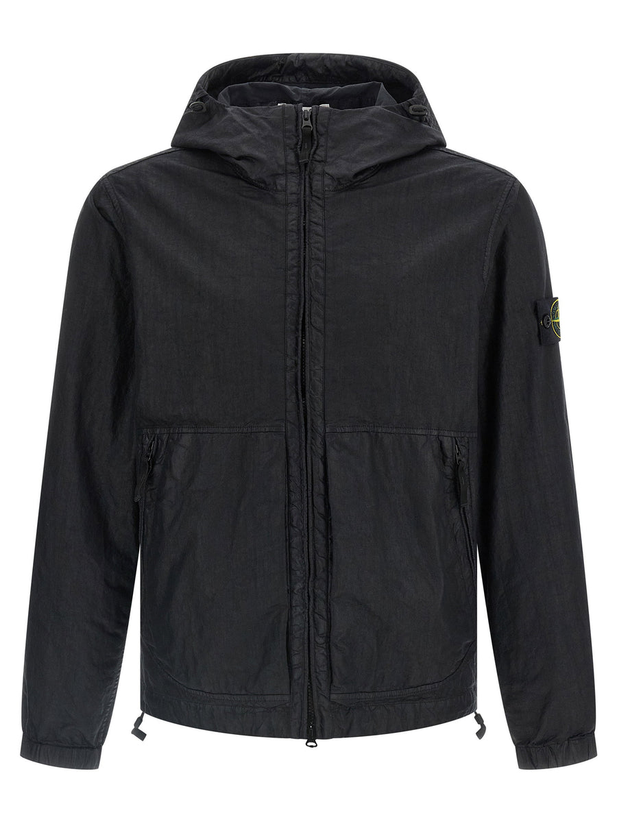 Stone Island Lightweight Premium Unlined Jacket For Men With Panama Weave Tech Fabric Antidrip Garment Dyed