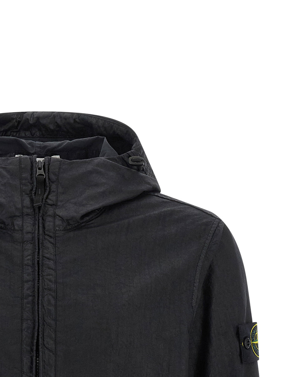 Stone Island Lightweight Premium Unlined Jacket For Men With Panama Weave Tech Fabric Antidrip Garment Dyed