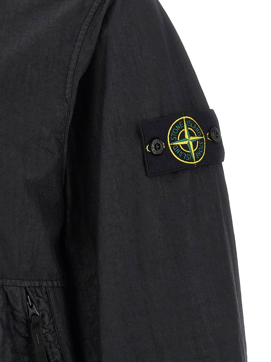 Stone Island Lightweight Premium Unlined Jacket For Men With Panama Weave Tech Fabric Antidrip Garment Dyed
