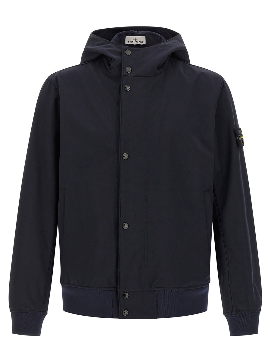 Stone Island Three Layer Technical Jacket For Men Breathable Windproof Water Resistant Blue