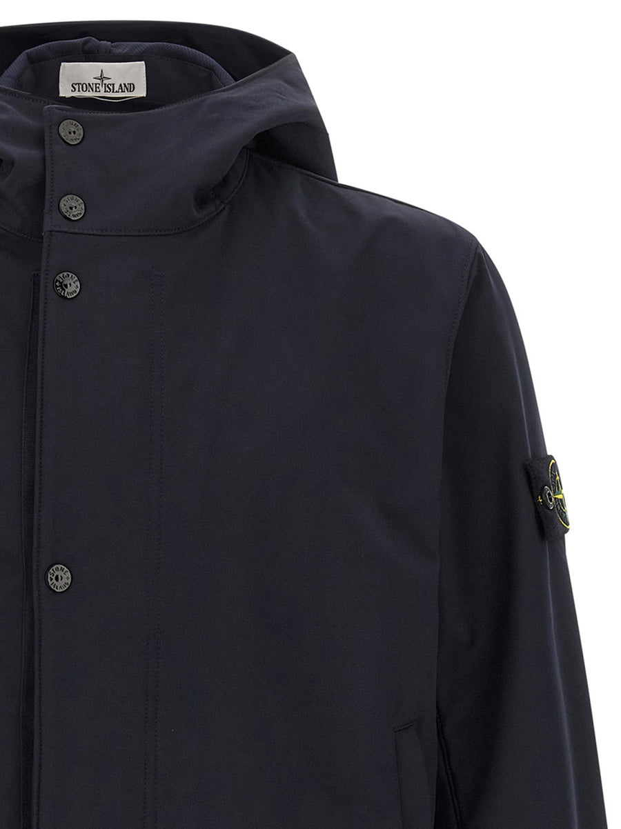 Stone Island Three Layer Technical Jacket For Men Breathable Windproof Water Resistant Blue