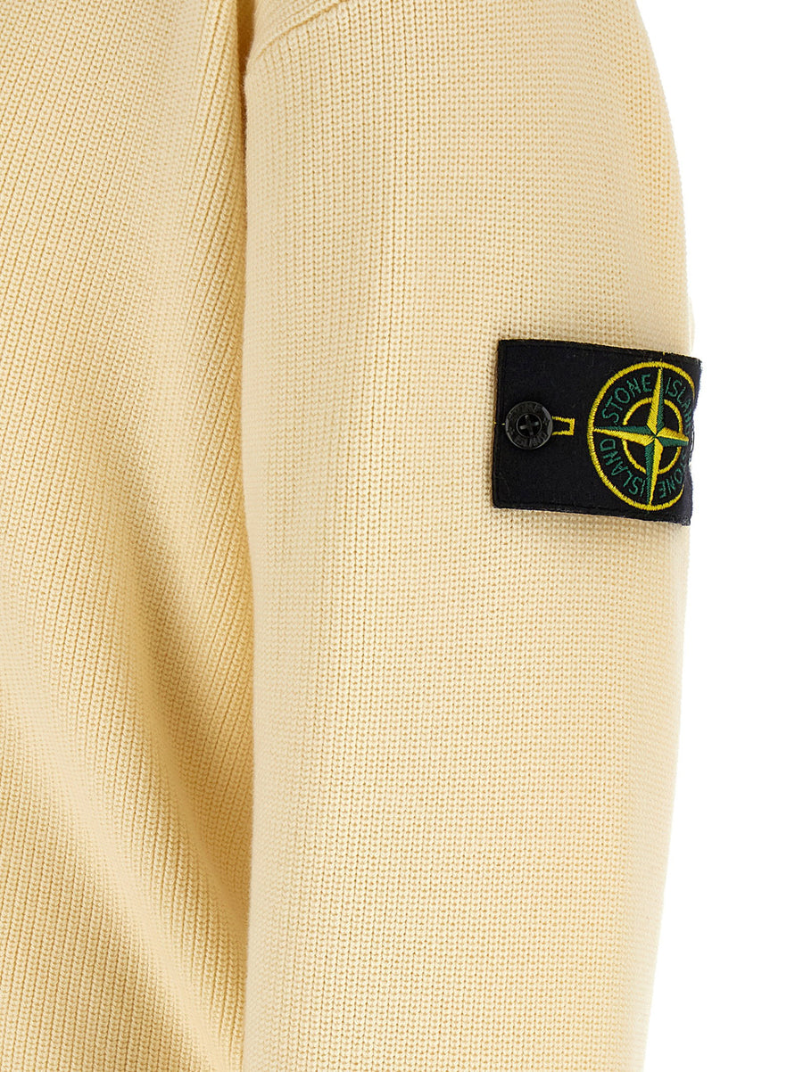 Stone Island 5100009 Cardigan Beige 100 Percent Cotton Luxurious Ribbed Knit V Neck Button Closure For Men