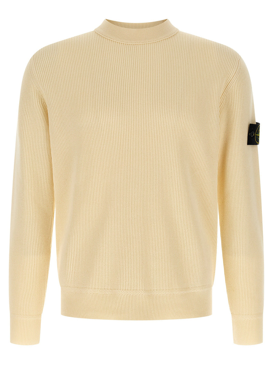 Stone Island Knitwear Beige Crewneck Sweater One Hundred Percent Cotton For Men Everyday Versatile Luxury