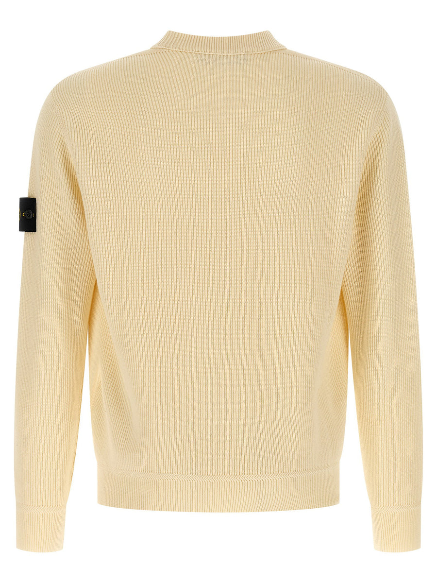 Stone Island Knitwear Beige Crewneck Sweater One Hundred Percent Cotton For Men Everyday Versatile Luxury