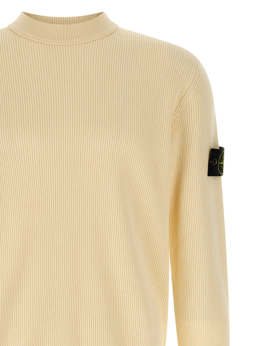 Stone Island Knitwear Beige Crewneck Sweater One Hundred Percent Cotton For Men Everyday Versatile Luxury