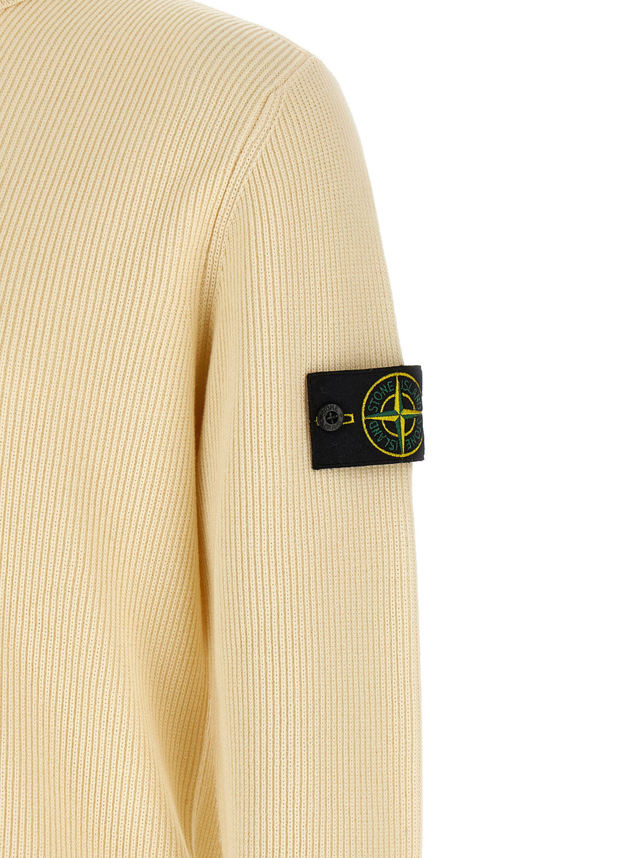 Stone Island Knitwear Beige Crewneck Sweater One Hundred Percent Cotton For Men Everyday Versatile Luxury