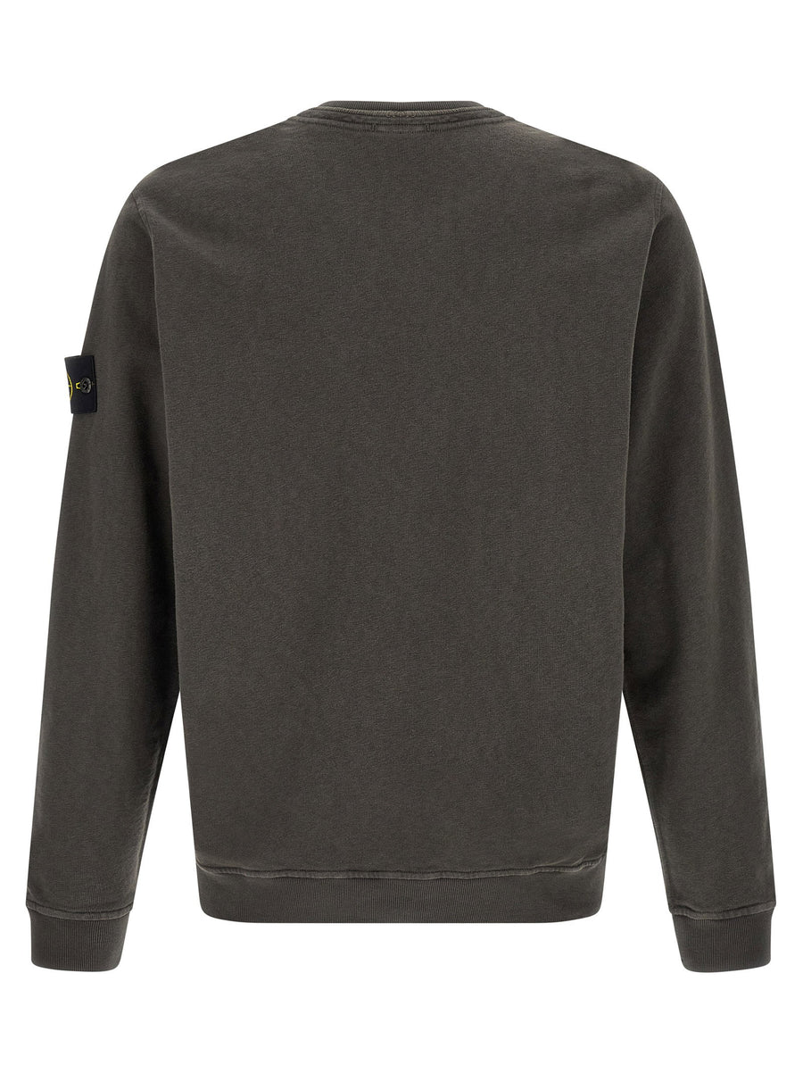 Stone Island Brushed Cotton Sweatshirt For Men Delave Gray With Logo Badge Premium Everyday Essential