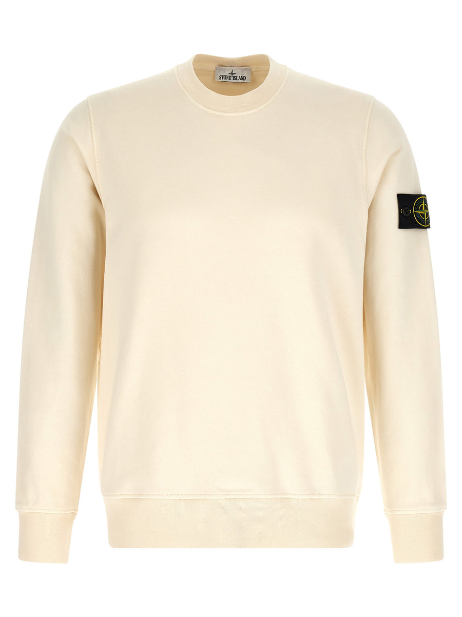 Stone Island Beige Organic Cotton Sweatshirt Crew Neck With Brushed Interior