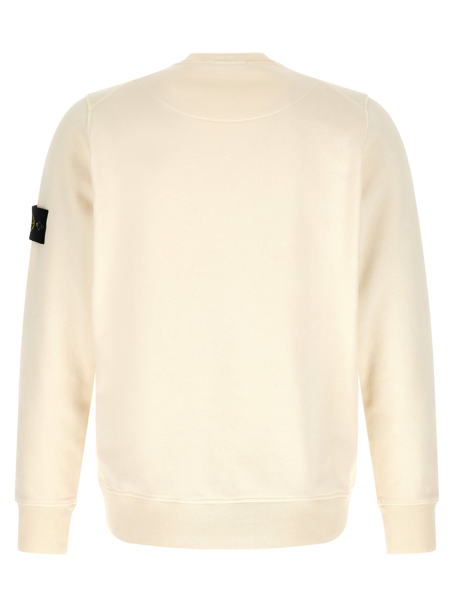 Stone Island Beige Organic Cotton Sweatshirt Crew Neck With Brushed Interior