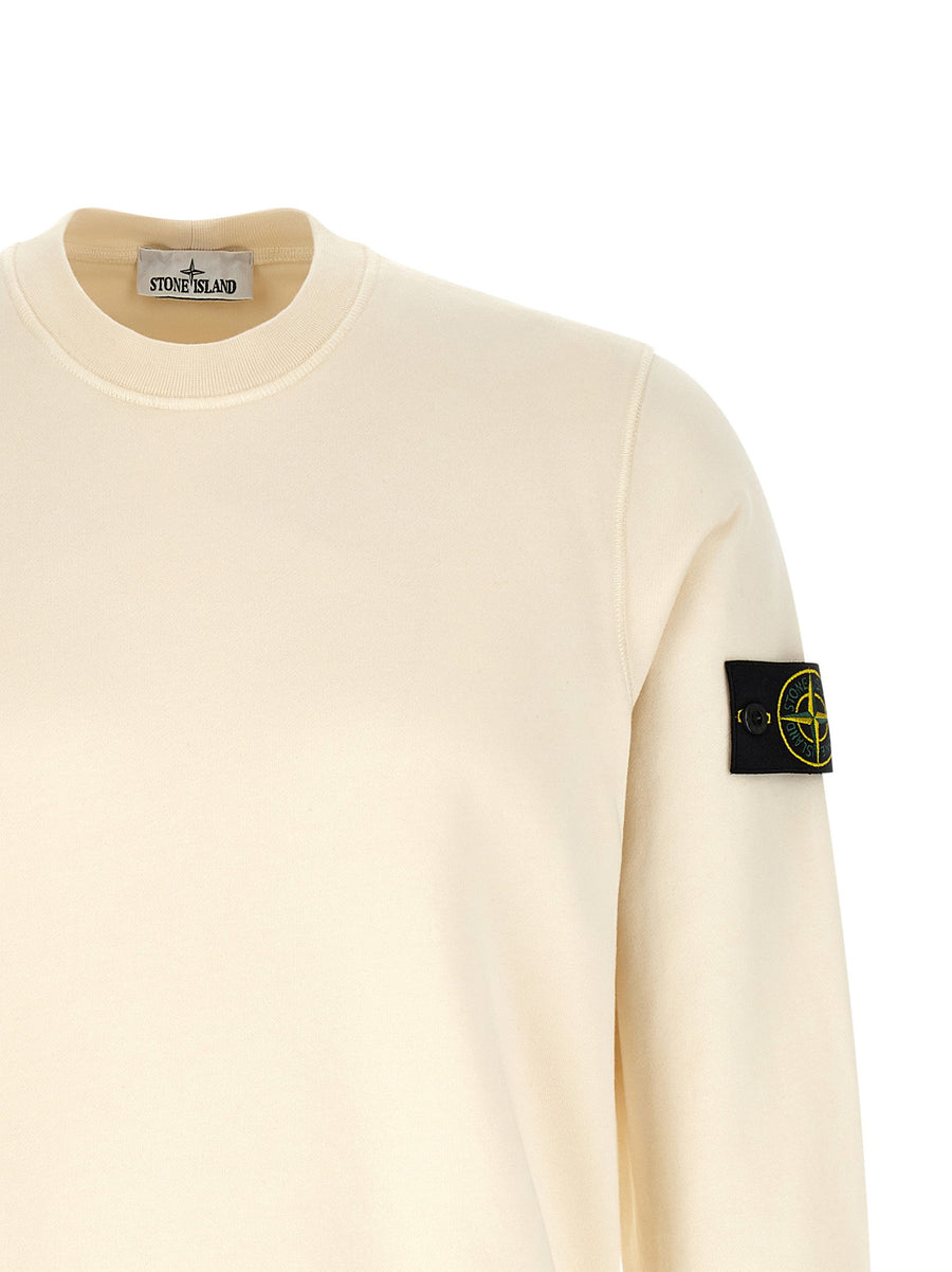 Stone Island Beige Organic Cotton Sweatshirt Crew Neck With Brushed Interior