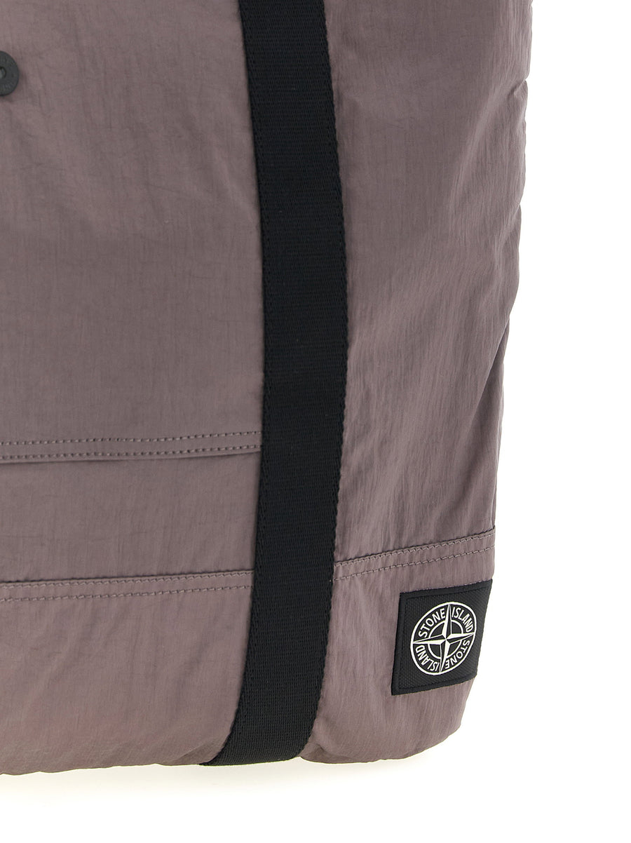 Stone Island 9200012 Nylon Shopper Bag For Men Eco Conscious Two Tone Purple Finish With Front Pocket