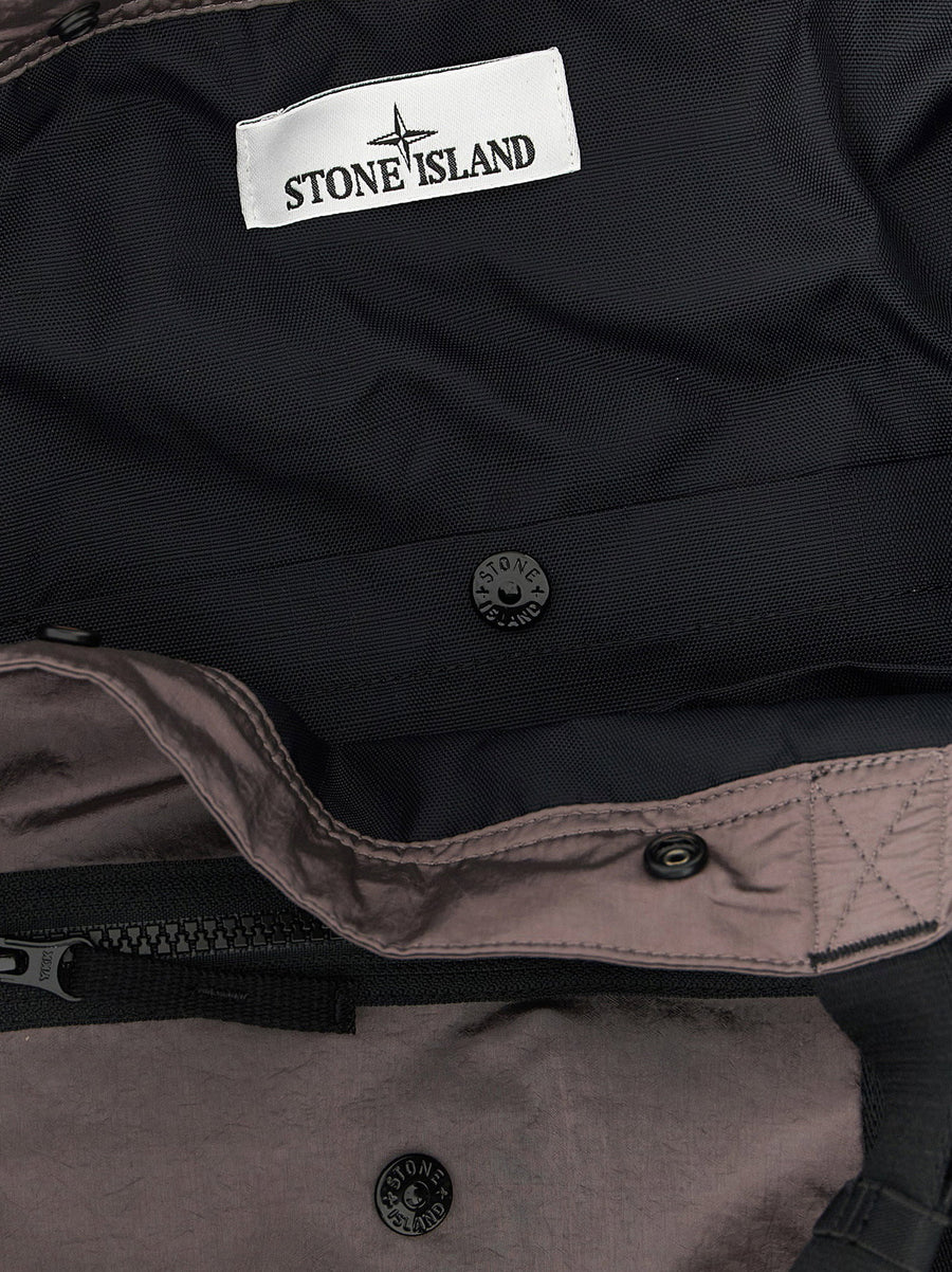 Stone Island 9200012 Nylon Shopper Bag For Men Eco Conscious Two Tone Purple Finish With Front Pocket