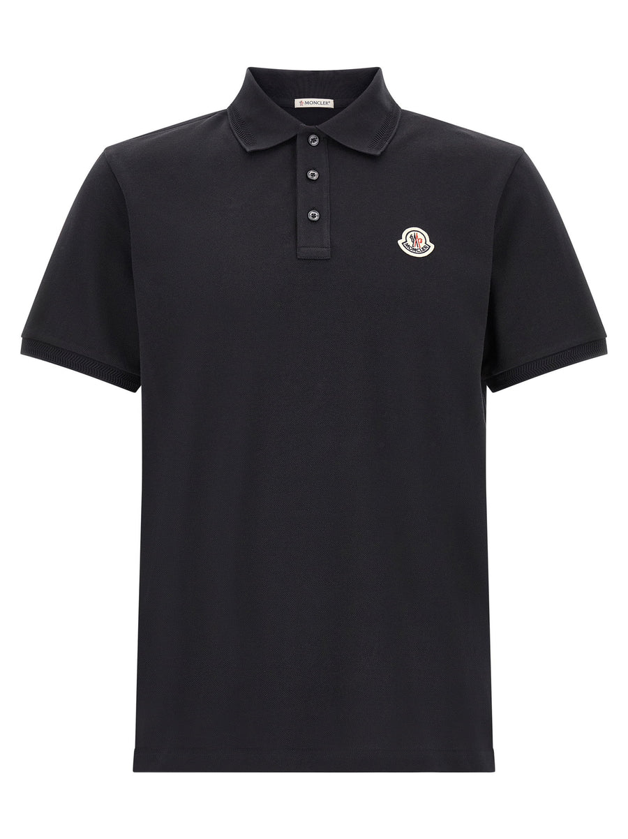 Moncler Blue Logo Patch Polo Shirt 100 Percent Cotton Regular Fit