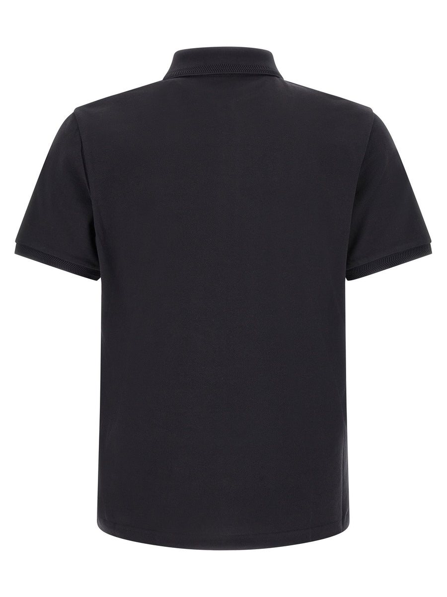 Moncler Blue Logo Patch Polo Shirt 100 Percent Cotton Regular Fit