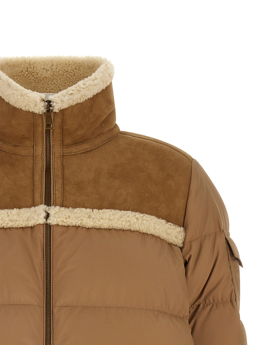 Moncler Aurore Beige Down Jacket For Women Luxury Outerwear Matte Finish