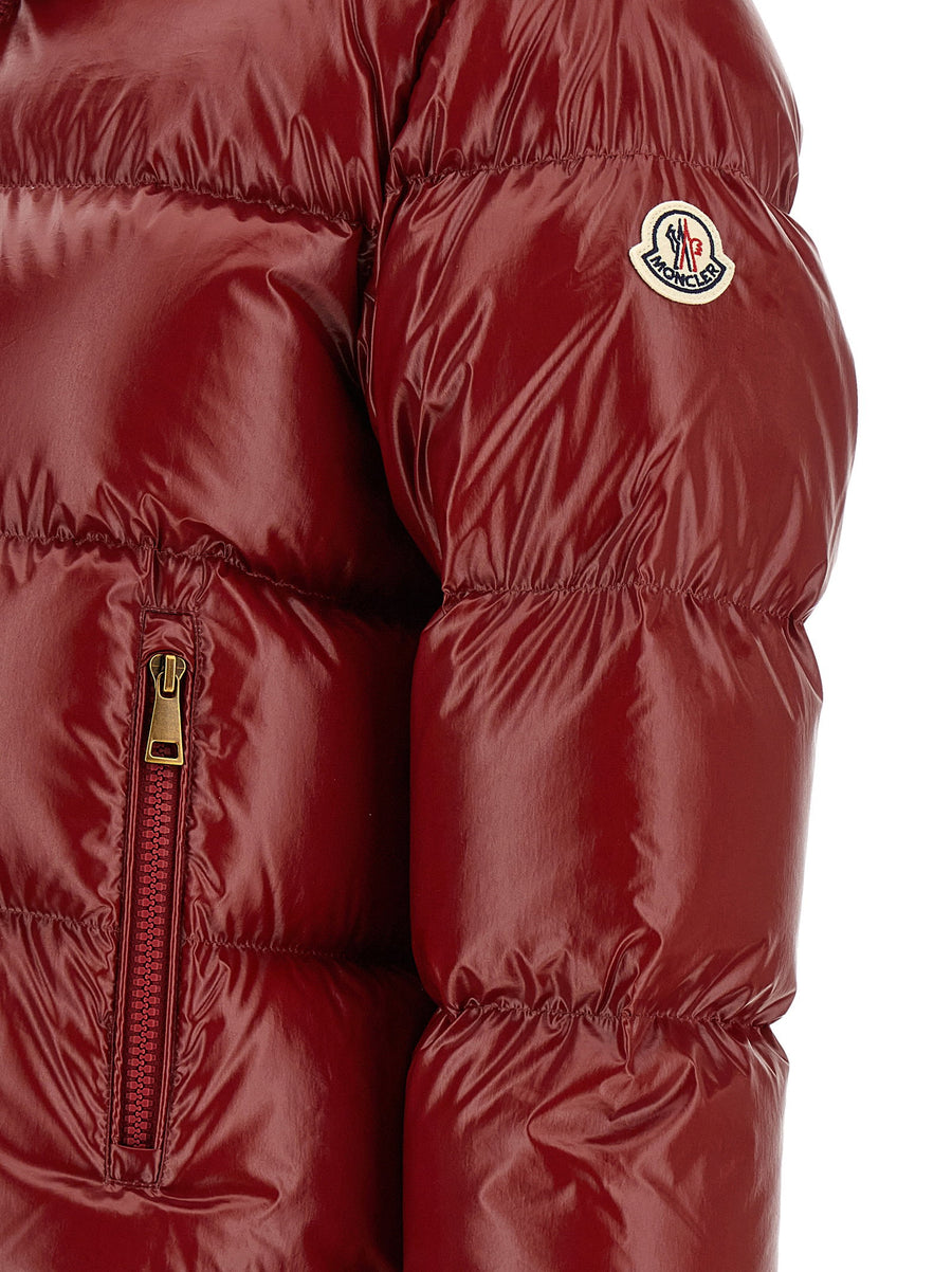 Moncler Nievole Down Jacket Red Cropped Puffer Technical Fabric Luxury Outerwear