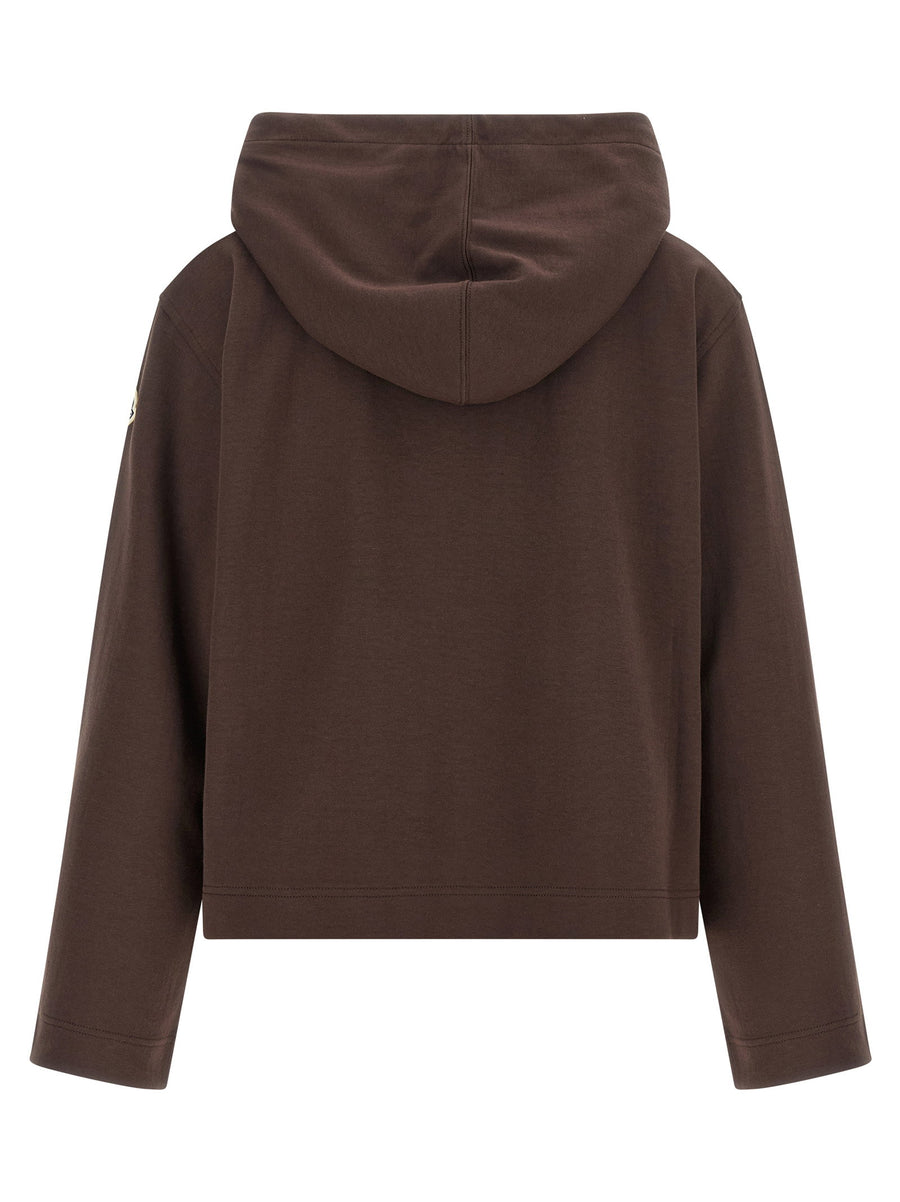 Moncler Maxi Drawstring Hoodie Women Brown Oversized Cropped Fit