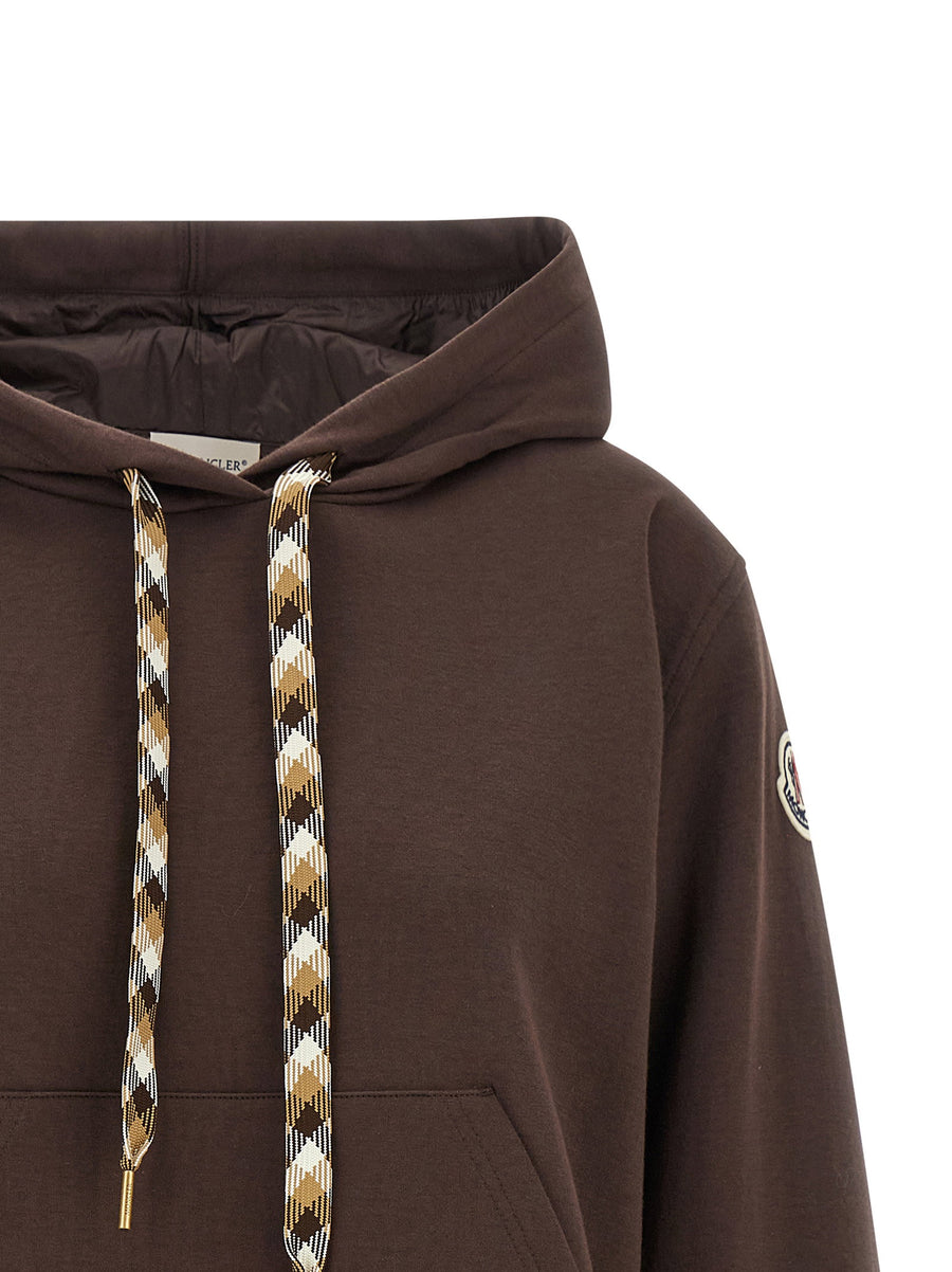 Moncler Maxi Drawstring Hoodie Women Brown Oversized Cropped Fit
